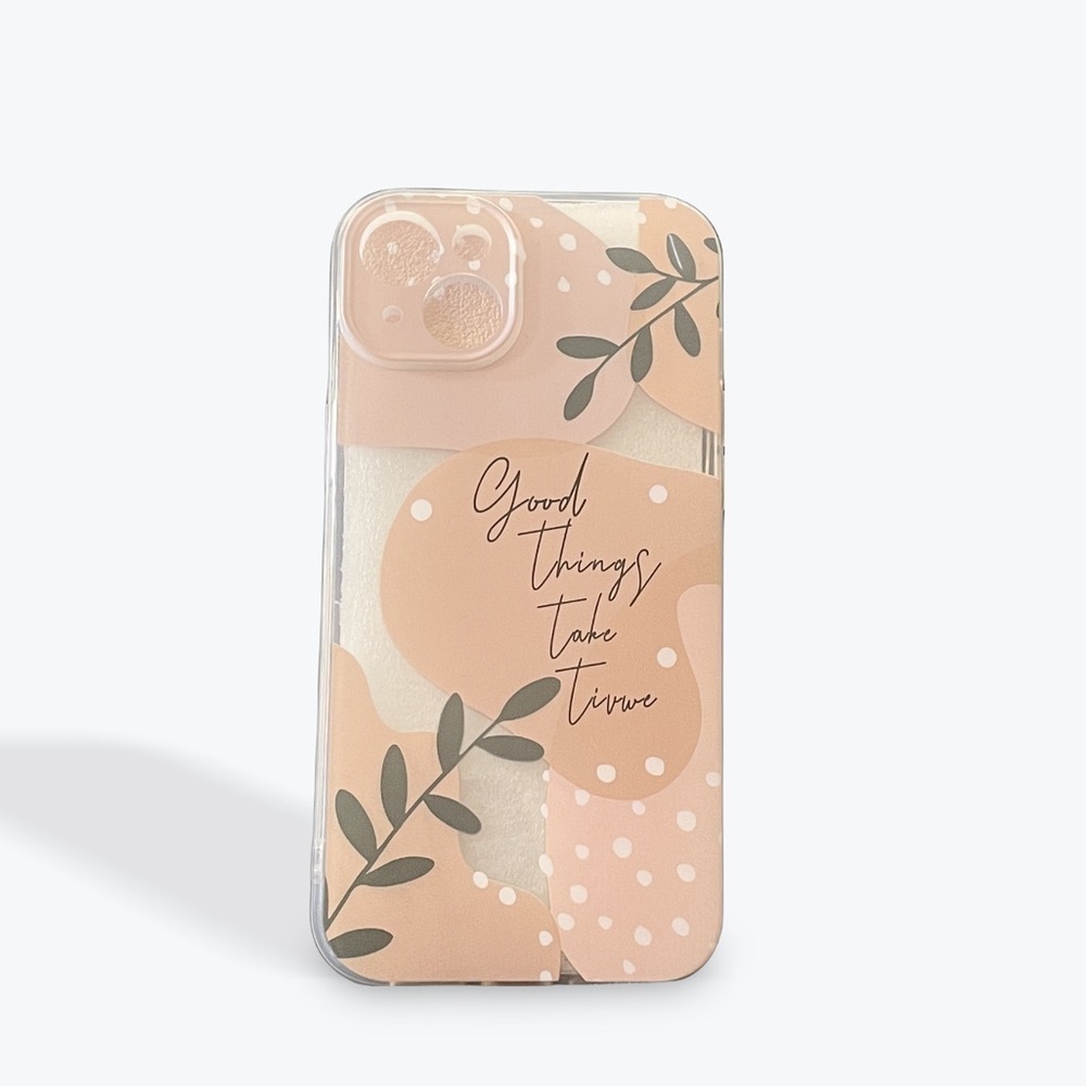 iPhone 15 Plus “Good Things Take Time” TPU Phone Case with Protective Lens Cover